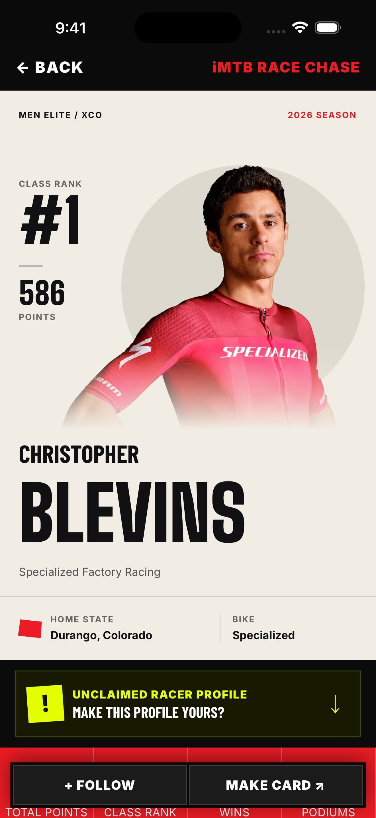 A racer’s season profile in Race Chase