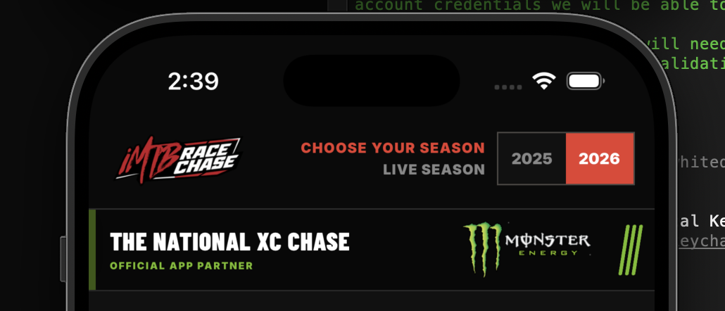 iMTB Race Chase app header